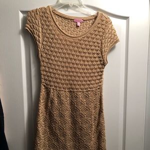 Lily Pulitzer crocheted gold dress